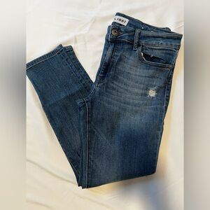 DL1961 women’s Dark Wash Distressed Skinny Jeans - Blue